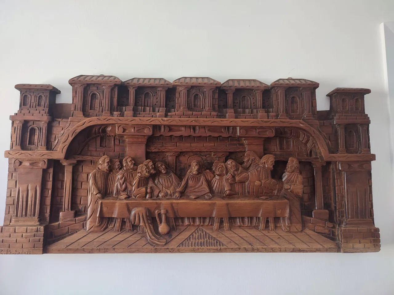 Quadro Santa Ceia Madeira Maciça 