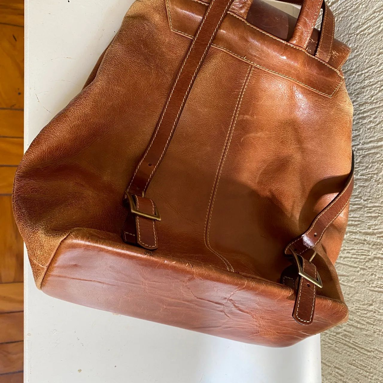 Mochila de couro legítimo vintage  - Foto 5