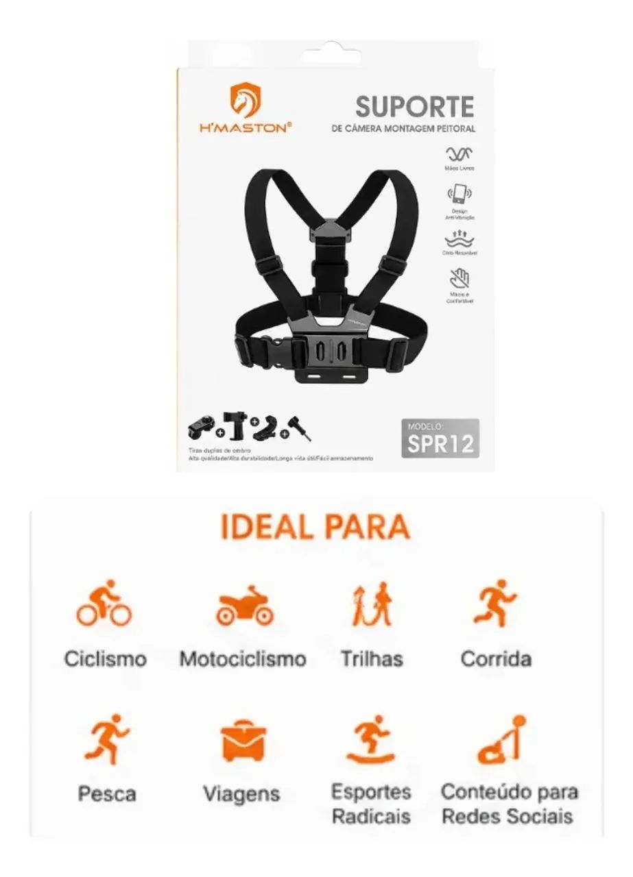 Suporte Peitoral Para Celular e Camera Gopro Ajustável 360° Vídeo E Filmagem Esporte - Foto 4