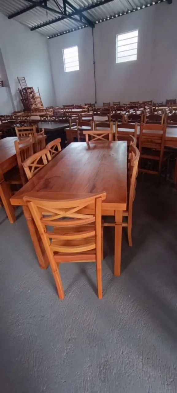 Mesa com 6 cadeiras de madeira 1.60x80 no Pix nova e a pronta entrega - Foto 2