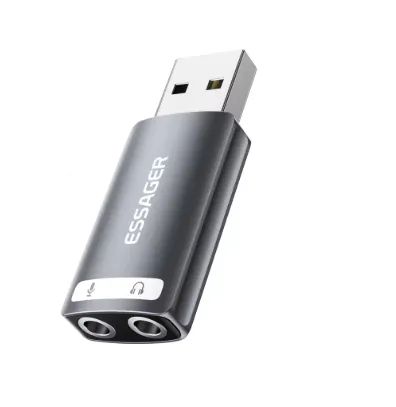 Adaptador de áudio de placa de som externa USB de 7.1 canais com microfone