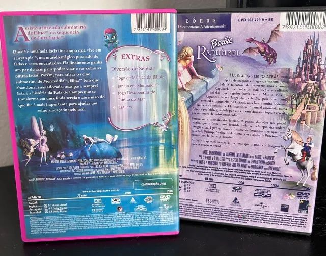 Dvds da Barbie - Originais (Rapunzel e Mermaidia) - Foto 2