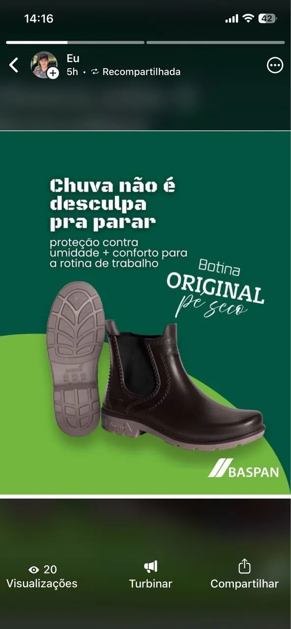 Botina original pé seco Baspan impermeável  - Foto 4