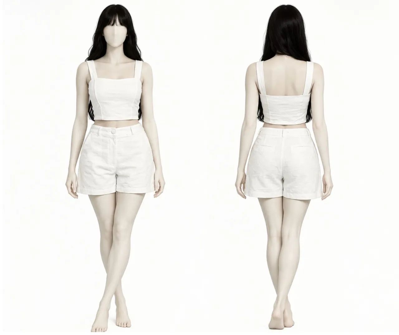 Conjunto Feminino Branco com Shorts, Cropped e Blazer - Foto 2