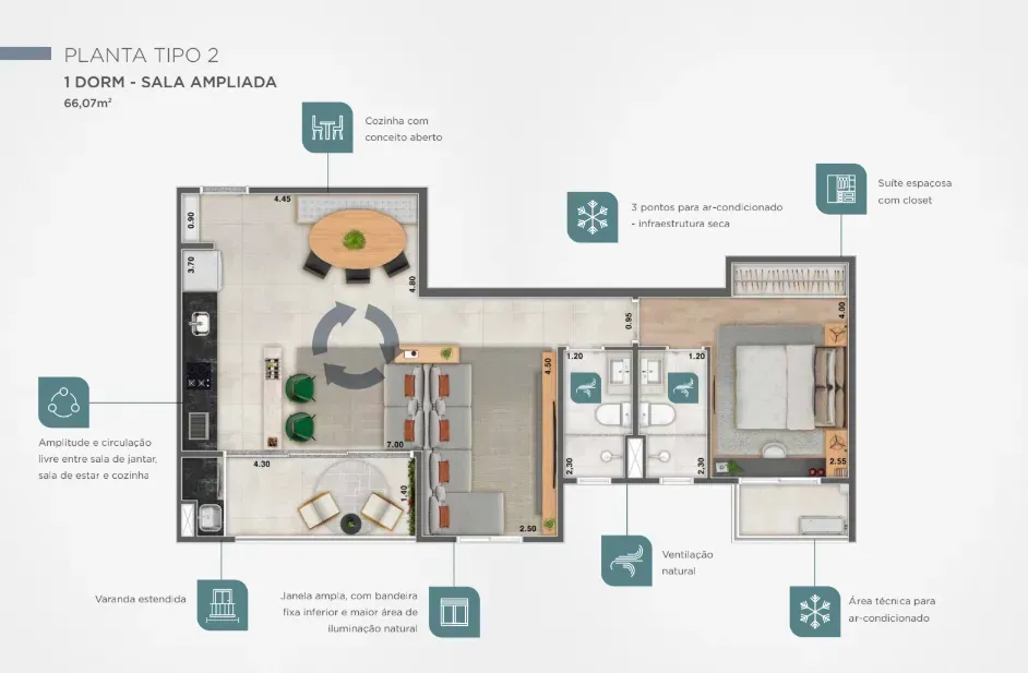 PLANTA 66m²