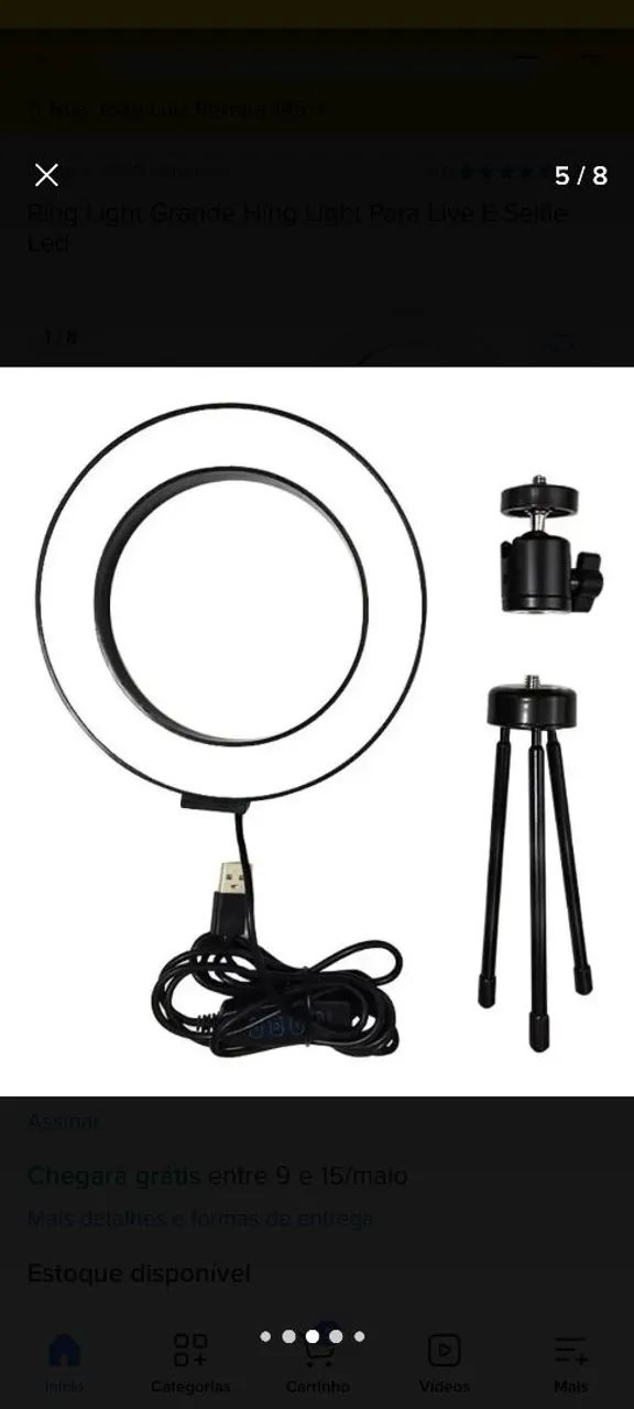Ring light novo na caixa 8 polegadas ideal para Live ou fotos - Foto 3