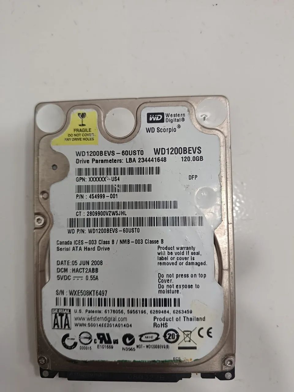 Hd wd 120GB notebook 