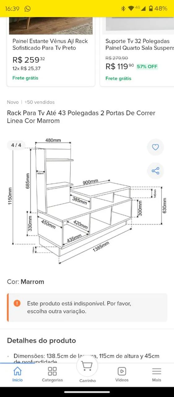 Rack amadeirado 43Polegadas.470072976569815043