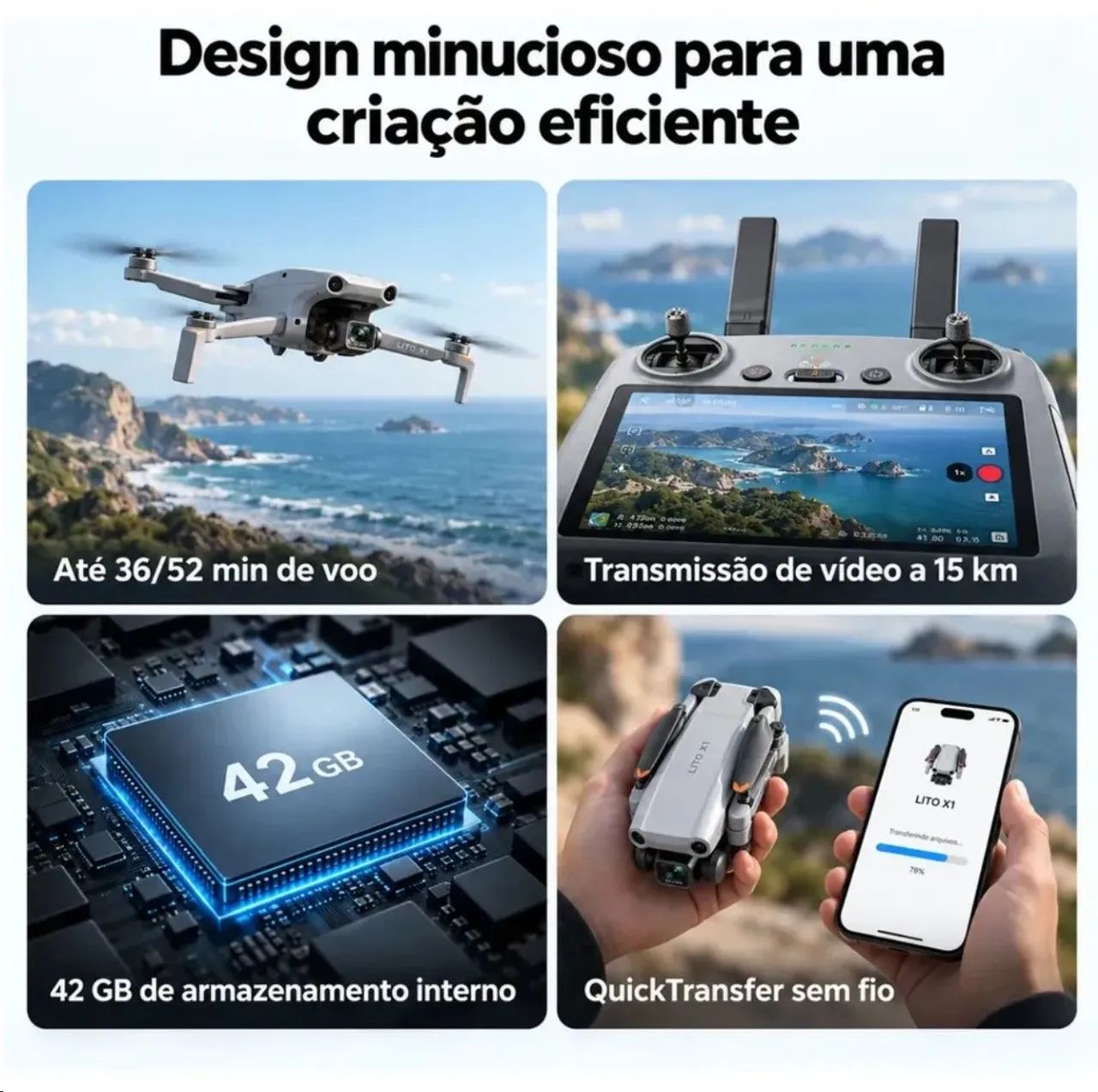 Drone DJI Lito X1 combo rádio com tela LACRADO com invoice  PROMOÇÃO  - Foto 2