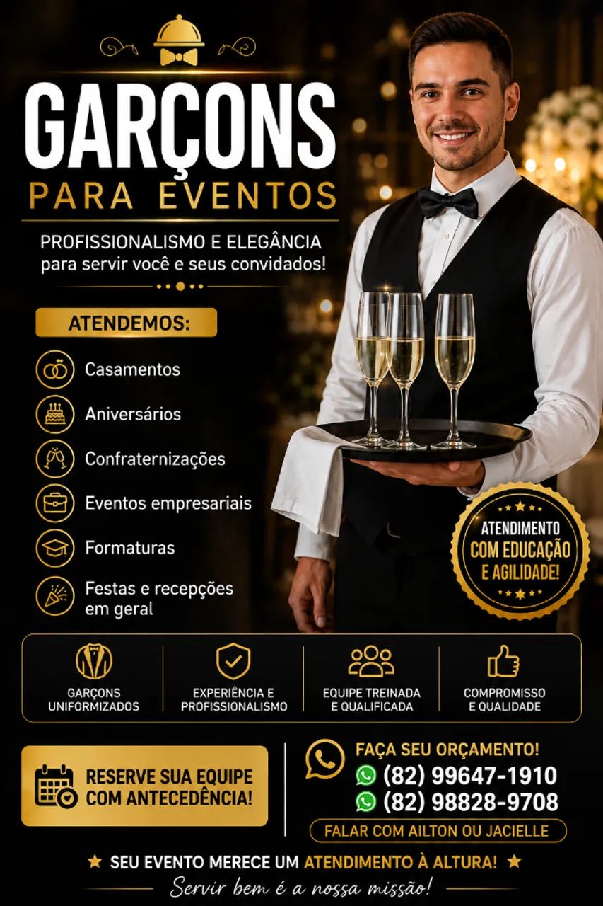 Garçom Para eventos equipe 