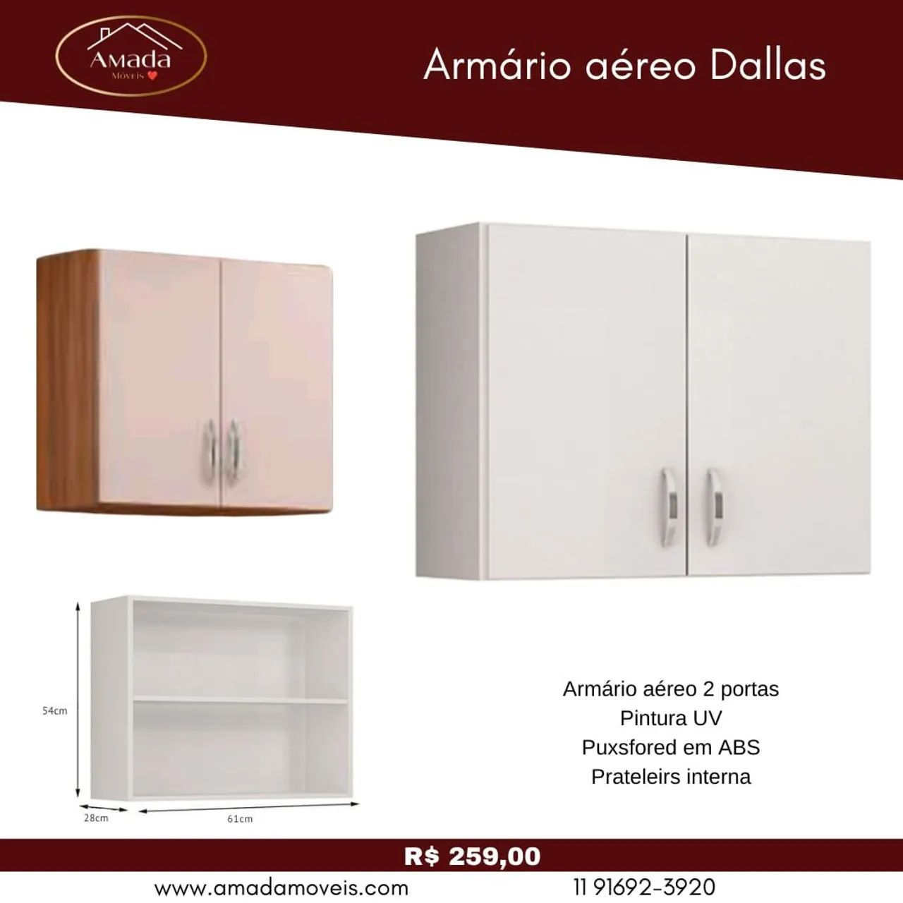 Armário aéreo Dallas - à pronta entrega 