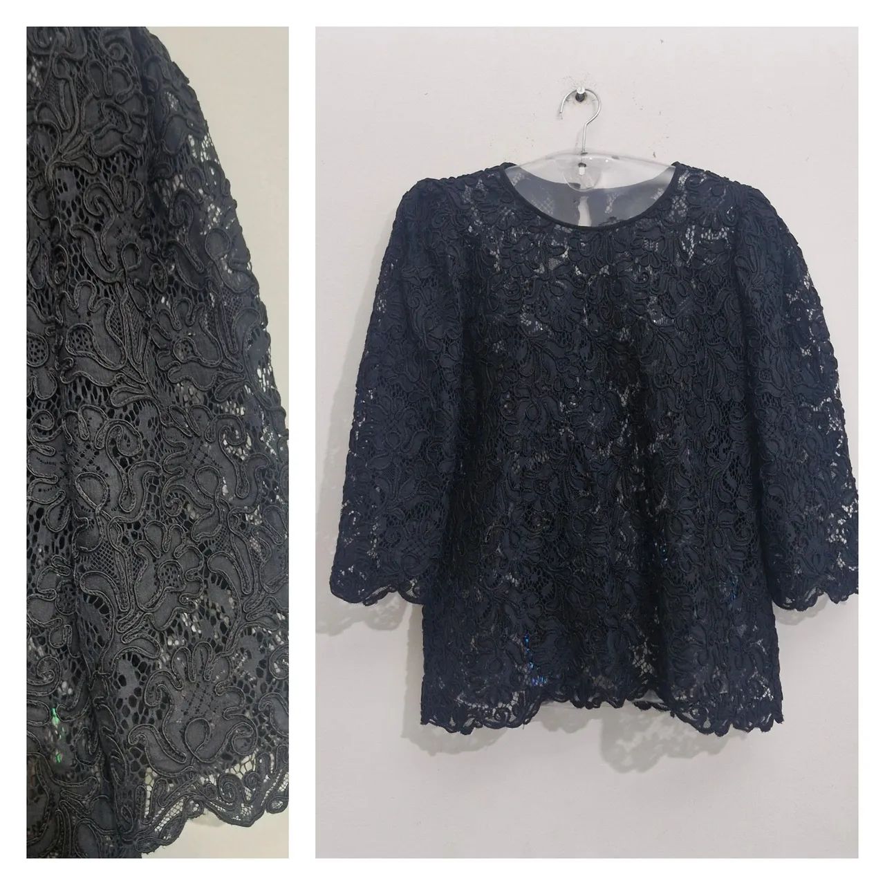 Blusa Feminina Em Renda Preta Chic