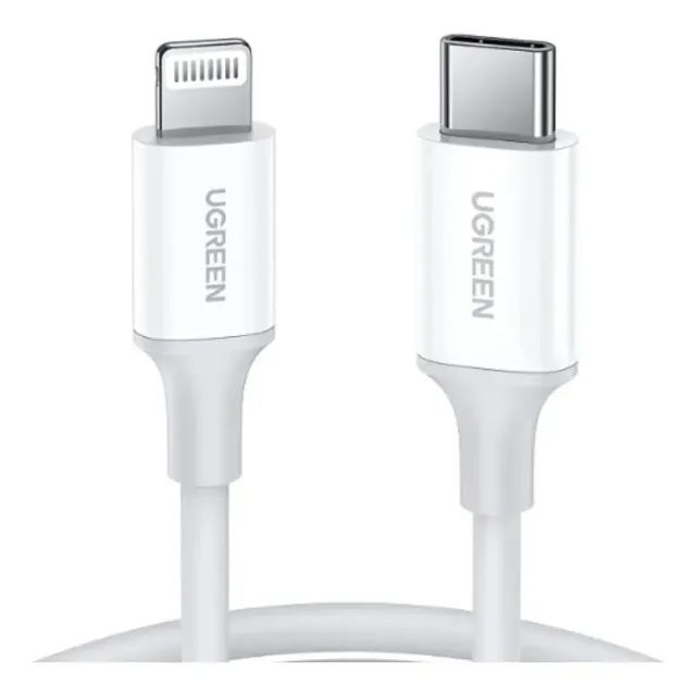 Cabo USB-C para Lightning UGREEN 1 Metro Branco com Certificação MFi
