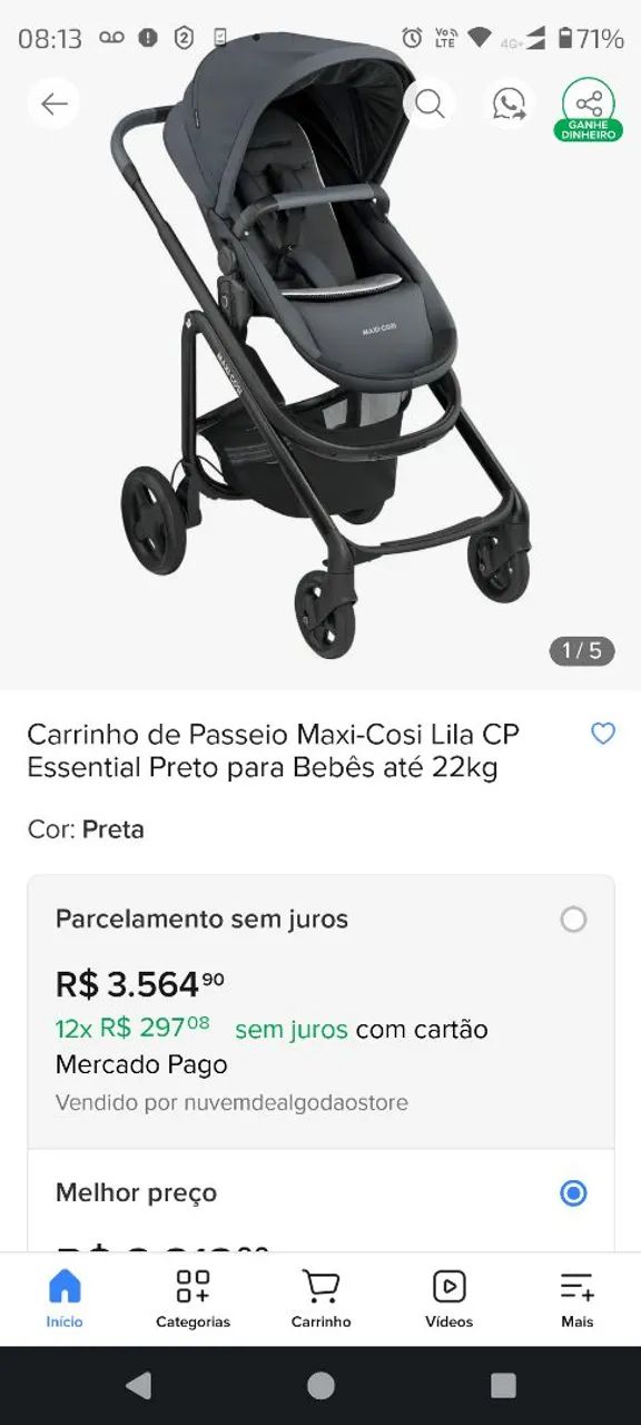 Carrinho Bebê MaxiCosi Lila CP Preto