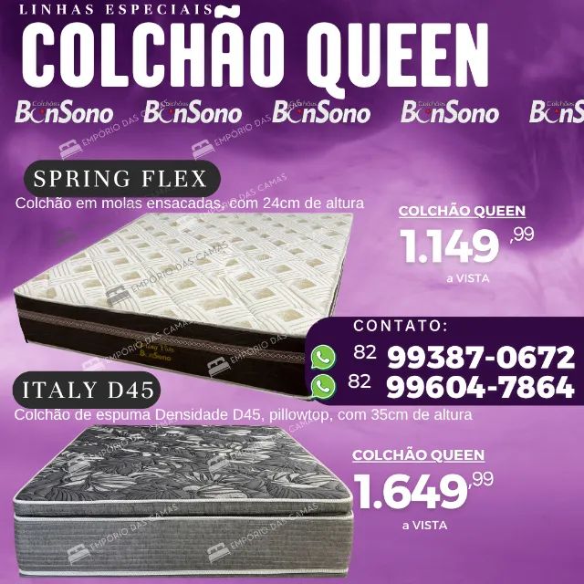 Colchões Queen size Bonsono molas e espuma ortopédica ou D45 pronta entrega novos - Foto 3