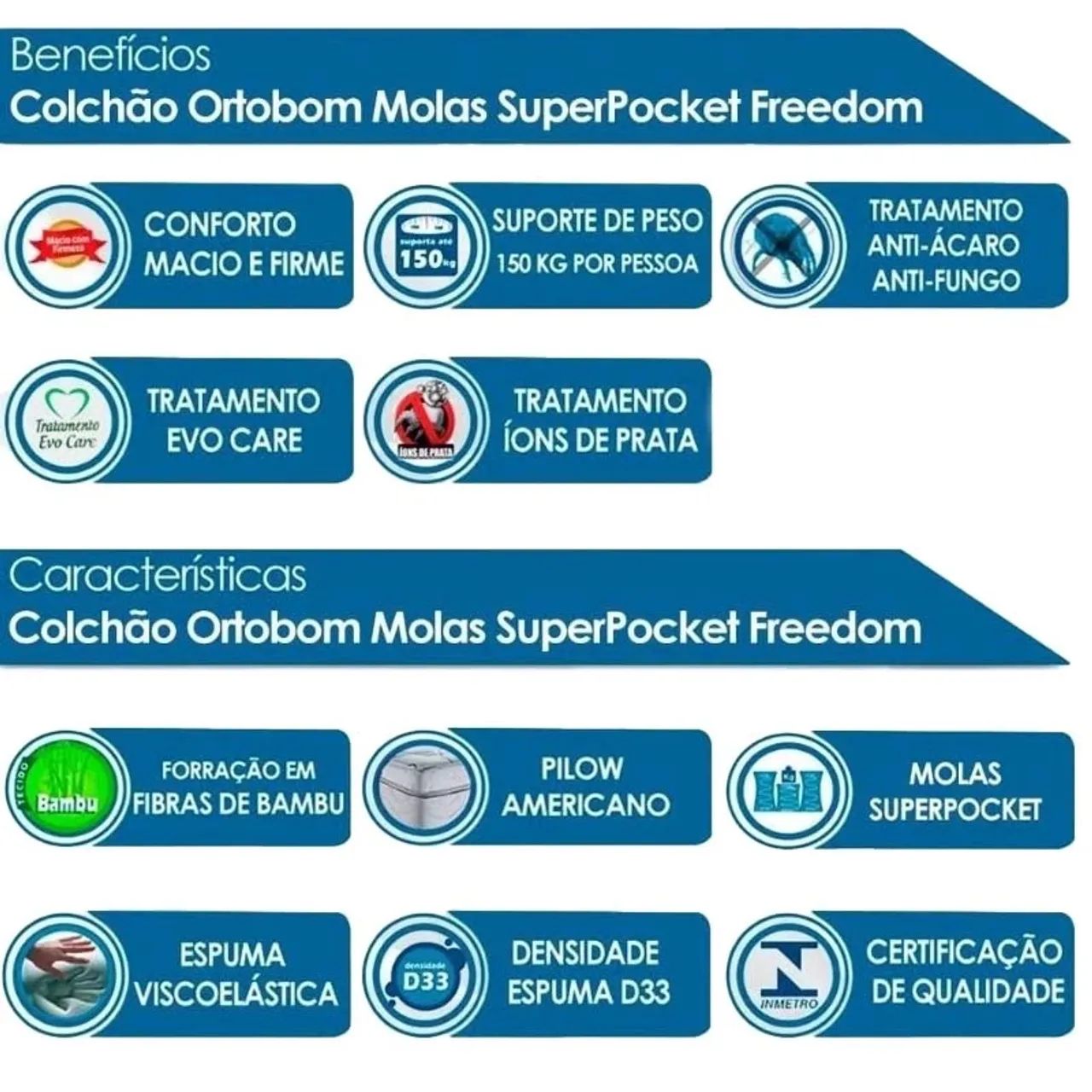 Colchão Queen Molas Ensacadas New Freedom Ortobom rf76 - Foto 2