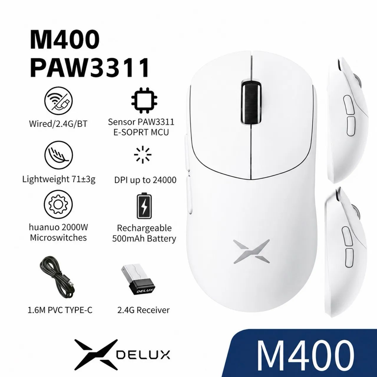 Mouse Delux M400 - NOVO