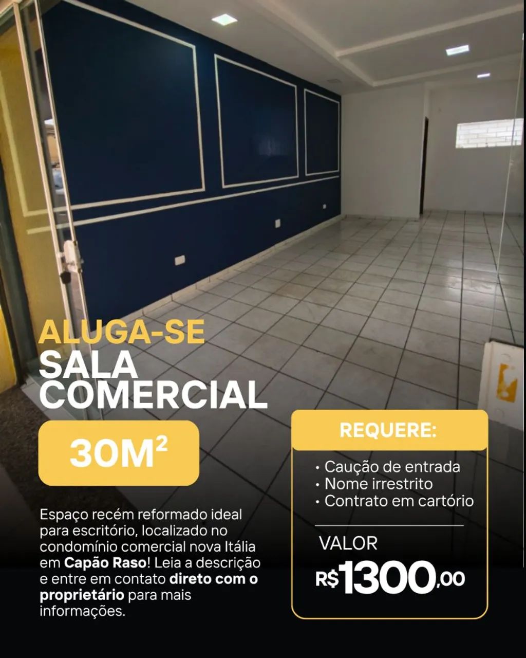 Sala comercial 30m² direto com proprietário