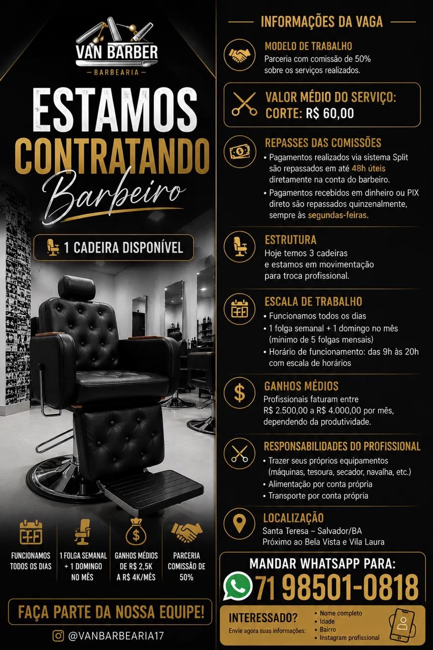 vaga de barbeiro - Foto 2