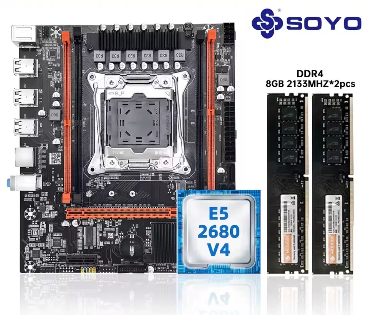 Kit Placa-mãe x99 processador e memórias 16gs (2*8gb)