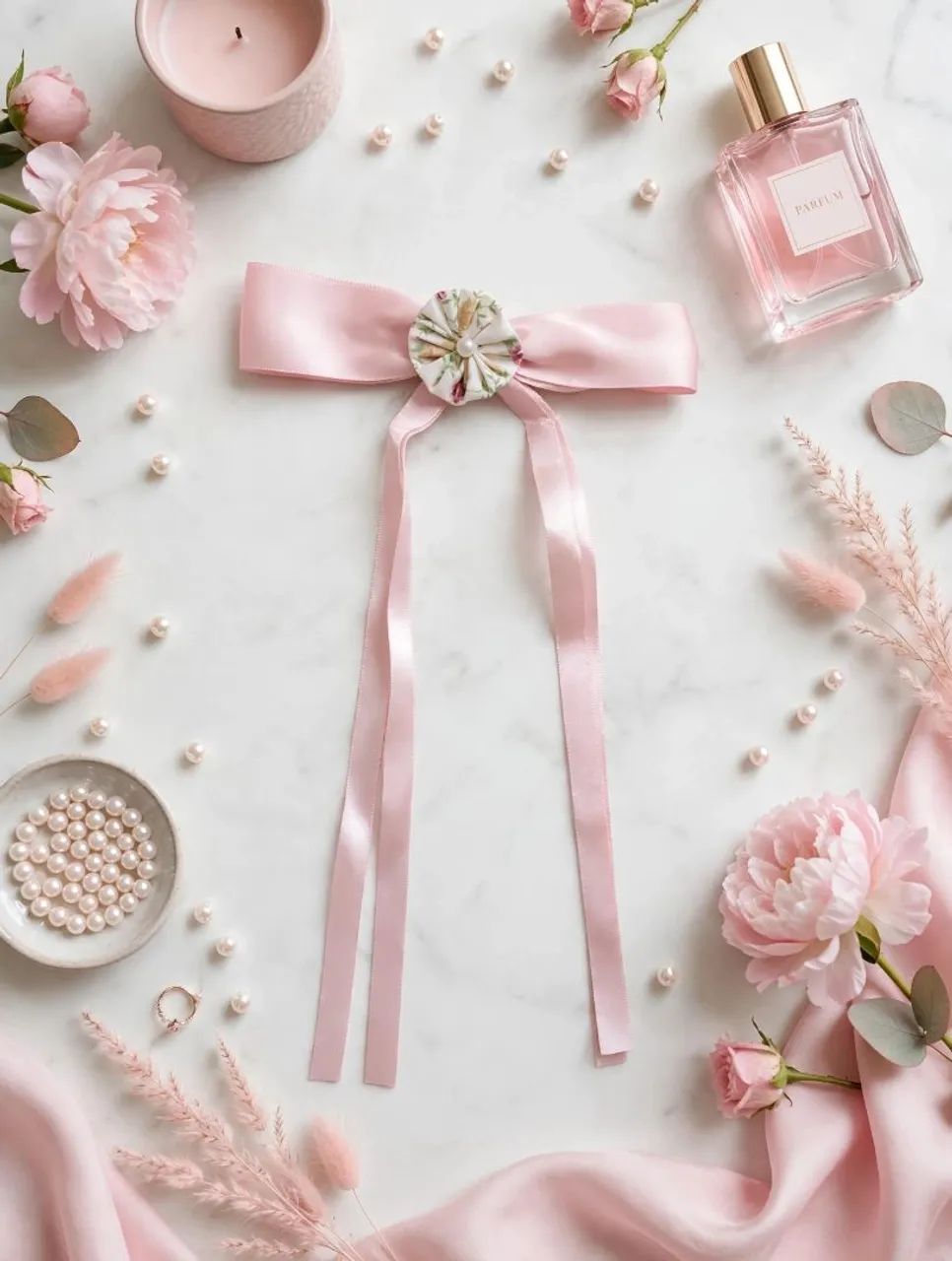 Laços de cetim decorados com fuxicos - Foto 3