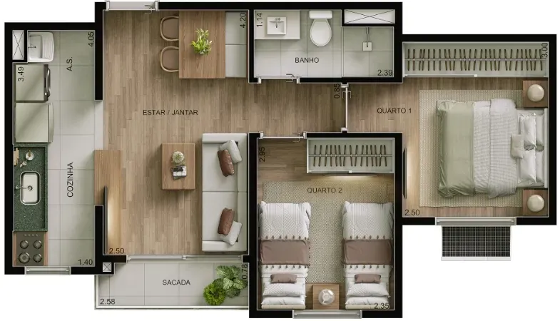 PLANTA 43m²