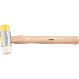 Martelo antirretrocesso 35,0 mm, borda intercambiável, nylon/poliuretano, cabo em madeira,