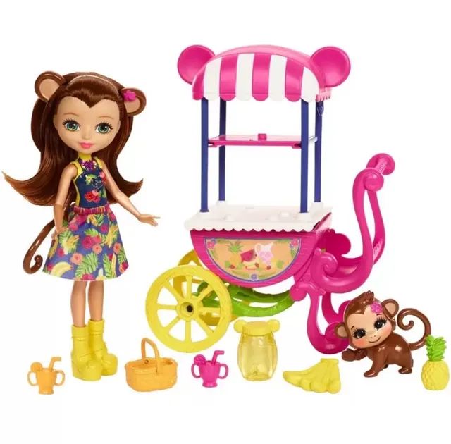 Boneca Enchantimals Carrinho de Frutas Merit Monkey