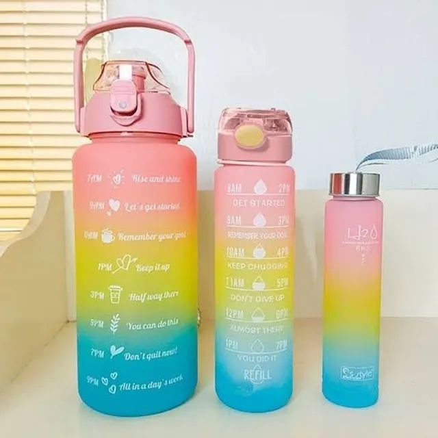 KIT COM TRÊS GARRAFAS MOTIVACIONAL 