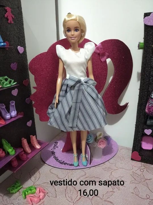 Roupa Barbie com vestido e sapato