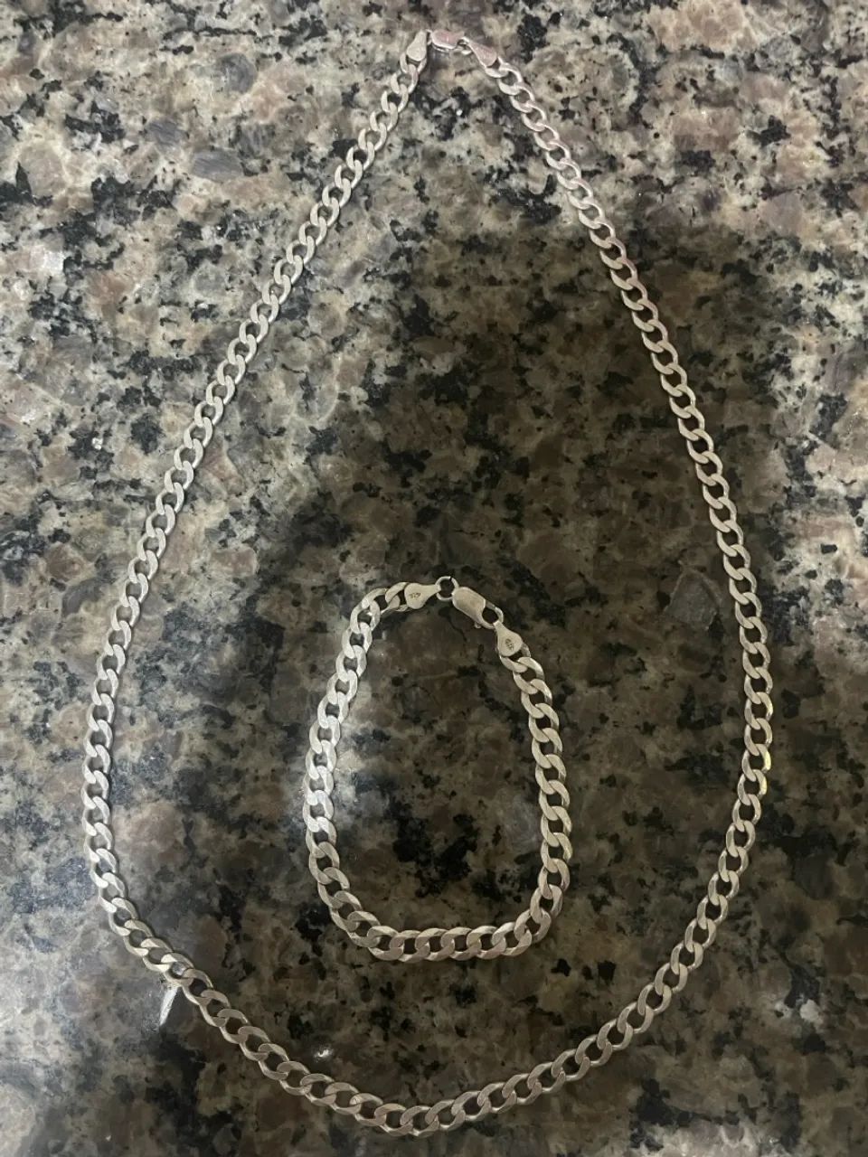Prata Conjunto Corrente e Pulseira em Prata 925