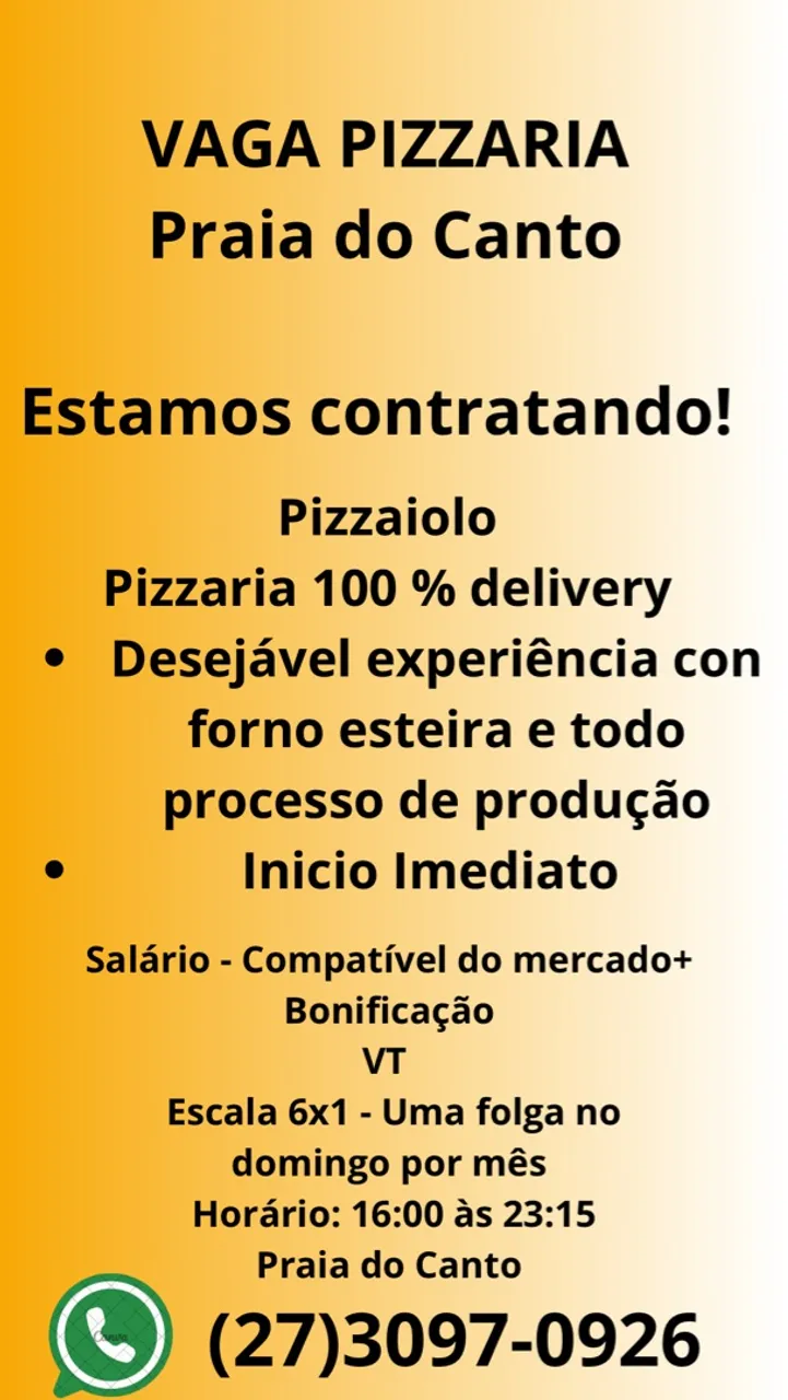 Vaga Pizzaiolo