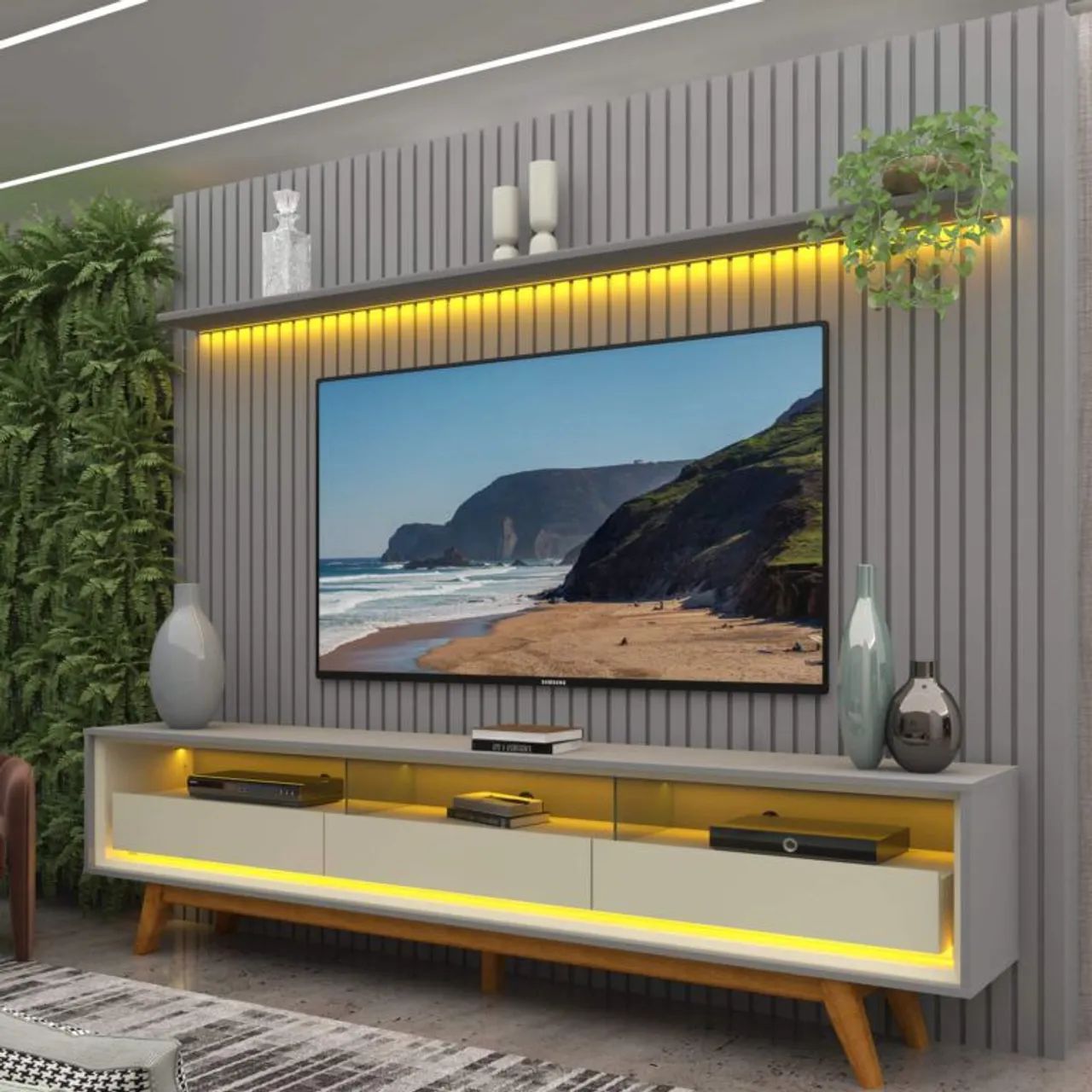 PAINEL RIPADO AUTÊNTICO E RACK C/LED E SOFISTICAÇÃO SURPREENDA-SE!!UEUTTI
