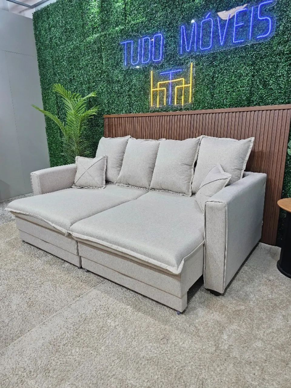 SOFÁ CAMA RETRÁTIL E RECLINÁVEL EM LINHO