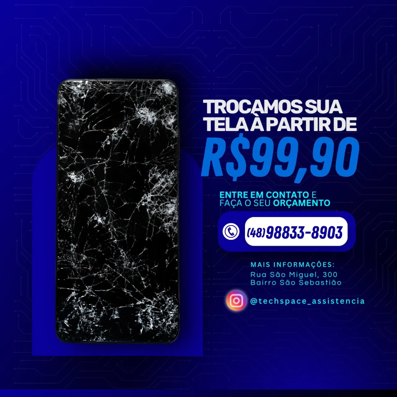 Troca de Tela a partir de R$99,90 - Techspace Assistência