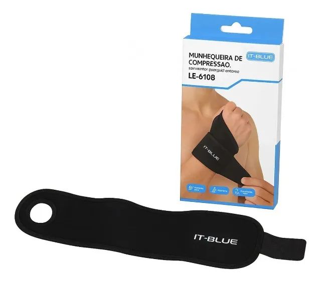 Munhequeira De Compreesão It-blue Preto - Foto 2
