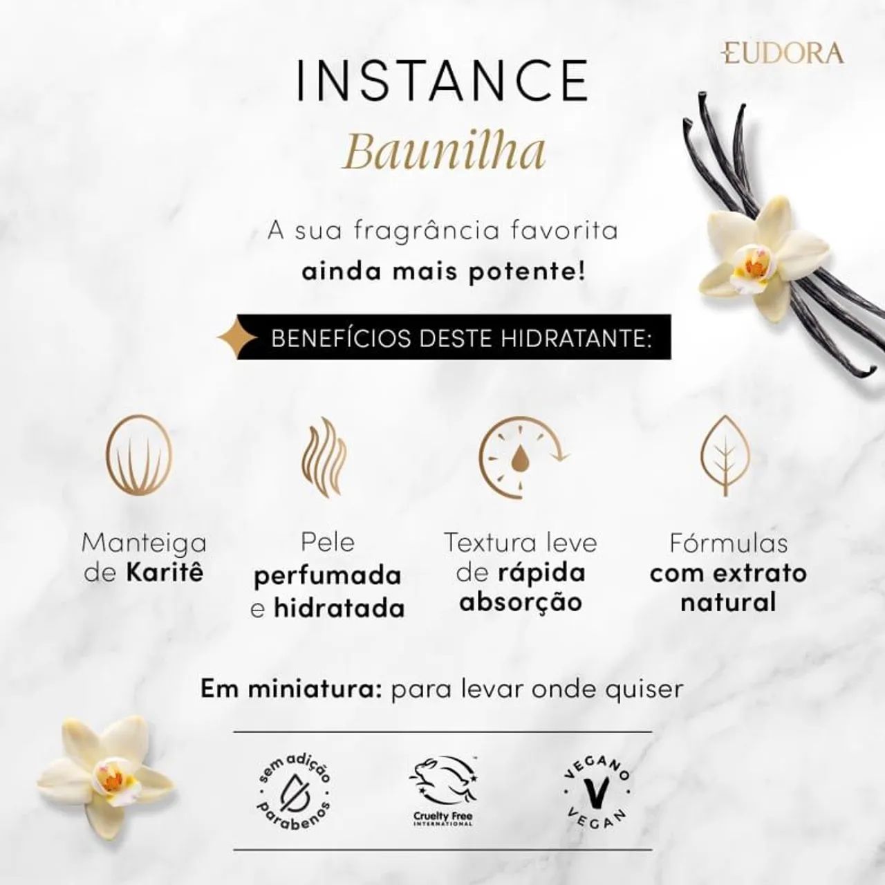 Creme Hidratante Desodorante Corporal Instance Baunilha 75ml - Foto 4