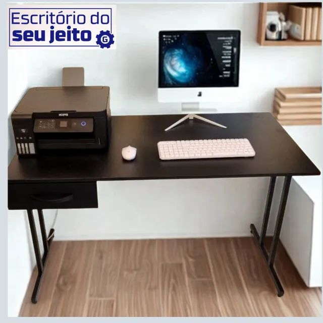 Mesa para Computador Reforçada com Gaveta 1,2m NOVA Industrial Multiuso Notebook Estudo - Foto 4