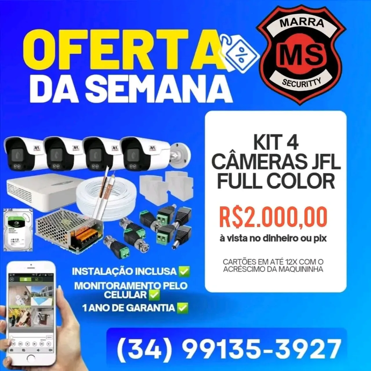 Kit 4 Câmeras JFL Full Color - Segurança Residencial
