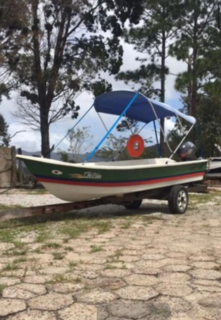 Barco 14pés com carreta - Motor 15hp 2T