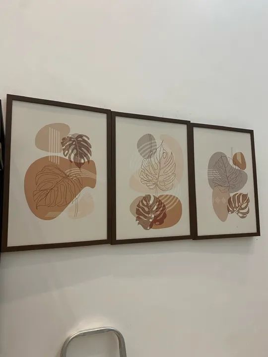 Conjunto de 3 Quadros Decorativos Abstratos