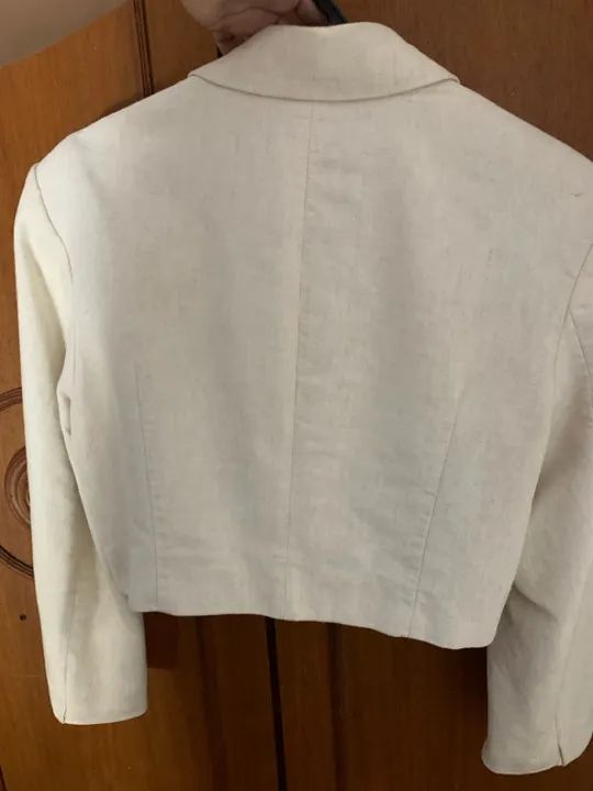 Blazer Cropped Zara Linho Off - Foto 4