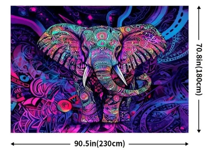 Tecido Decorativo Psicodélico com Estampa Elefante - UV - Foto 2