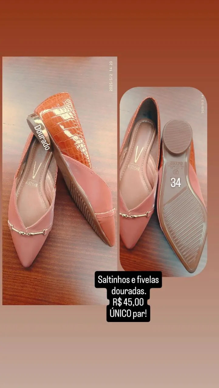 Sapatilha de Salto Dourado - nº 34_Único Par!