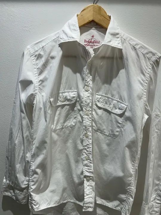 Camisa Brooksfield branca manga comprida tamanho 10