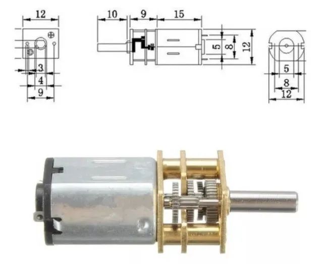 Motor Micro Dc De 3v a 12v 300rpm Com Caixa De Redução N20 Automação Robótica COD-AM609