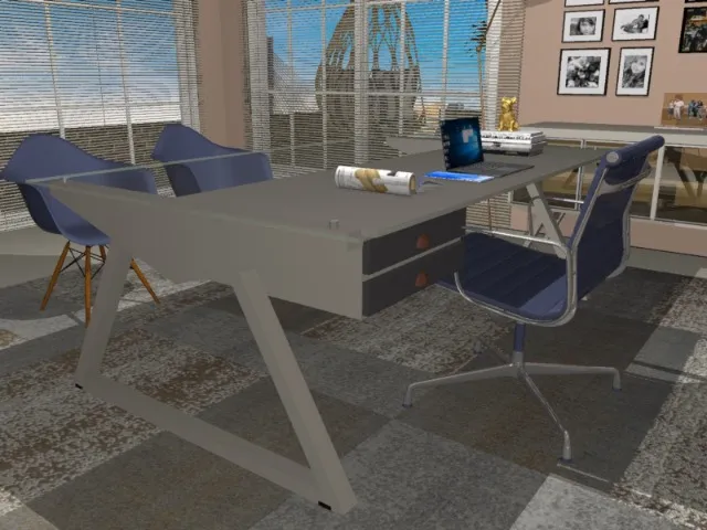 Mesa Office Santoro Delluxe. Em Madeira Maciça L174CM X P80cm x A74CM. 2 Gavetas