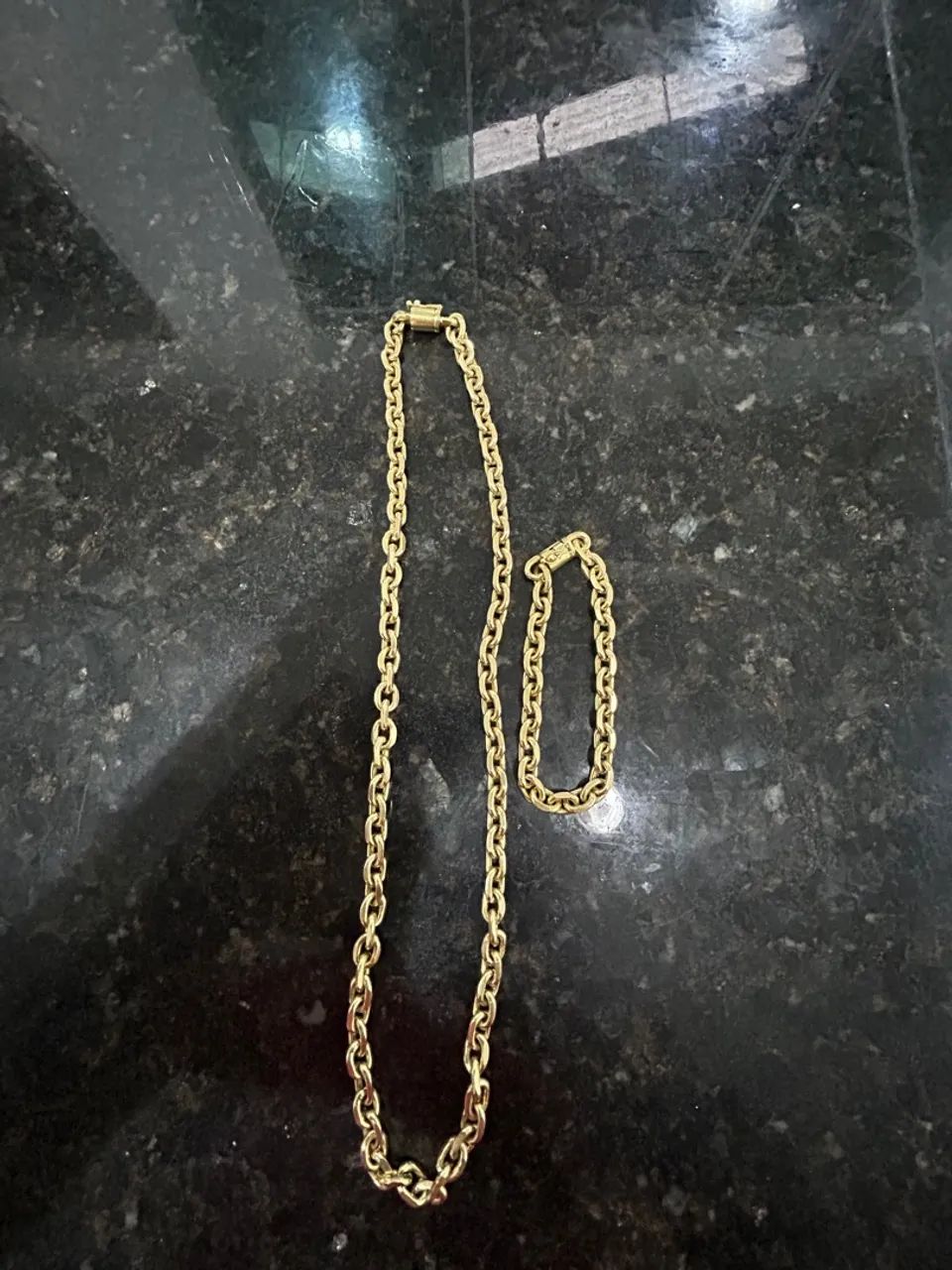 Conjunto de Colar e Pulseira de moeda antiga Ouro 18k - Foto 3