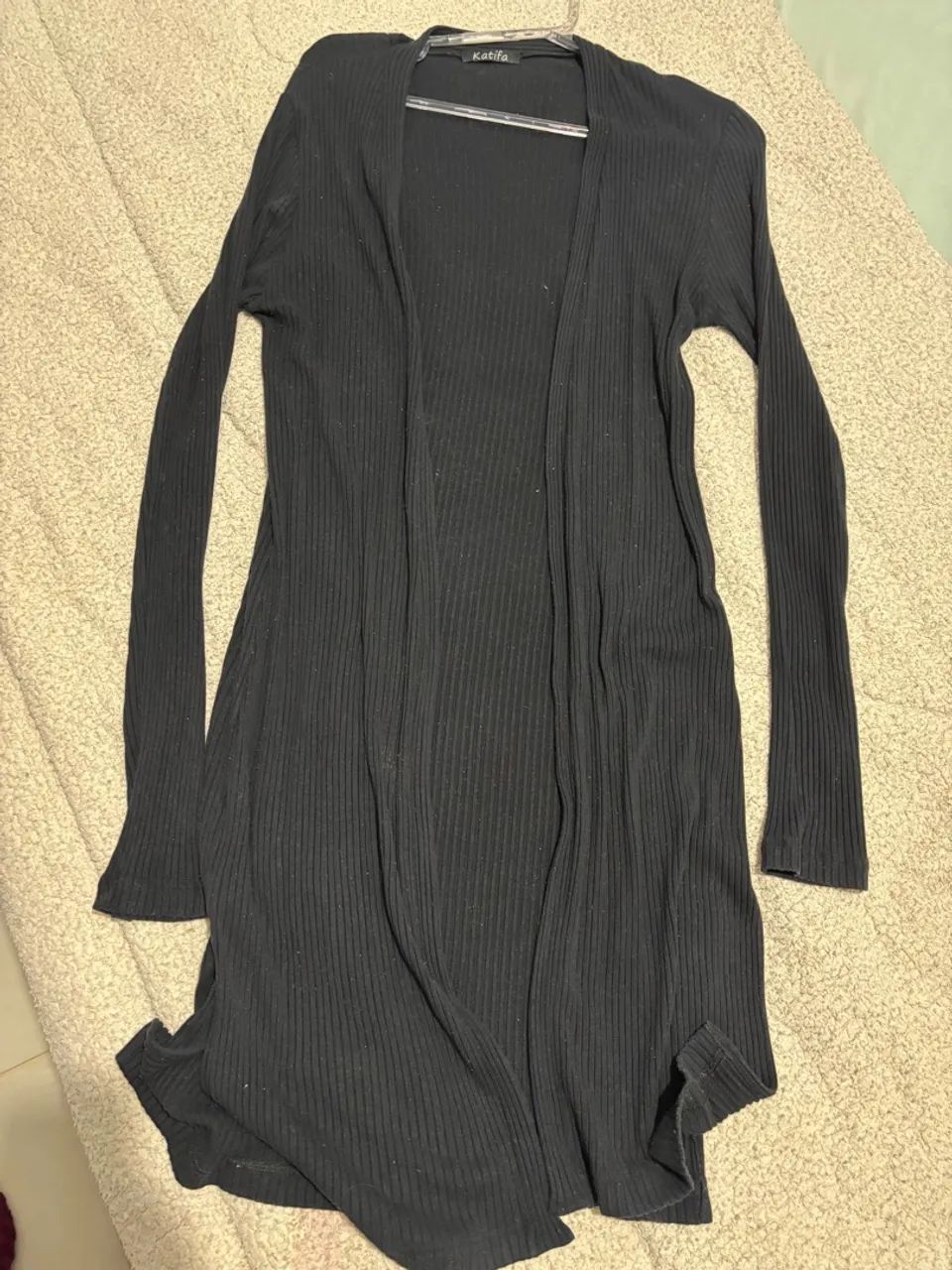 Cardigan preto canelado Katifa - Foto 4