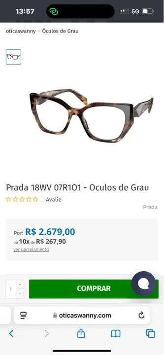 Óculos Prada de grau zerado  - Foto 2
